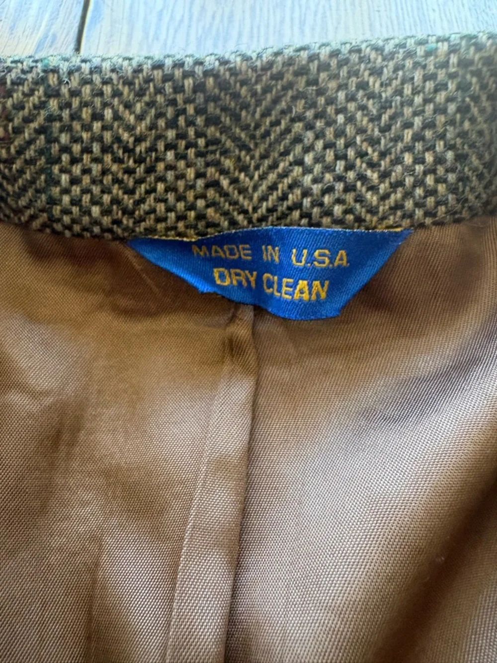 Pendleton Blazer Mens Vintage 44 Tan Brown Tweed Wool Sport Coat REaD Holes